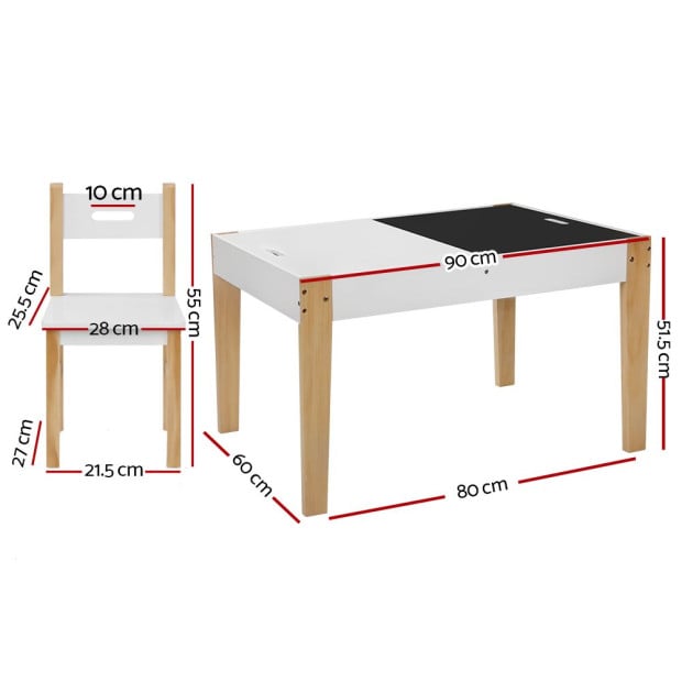 Kids Table Chair Set Children Storage Study Desk Toy Play Chalkboard Image 2