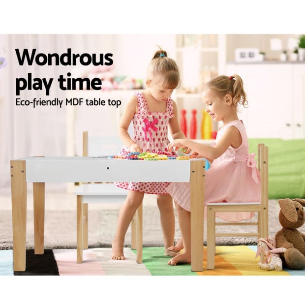 Kids Table Chair Set Children Storage Study Desk Toy Play Chalkboard Image 4