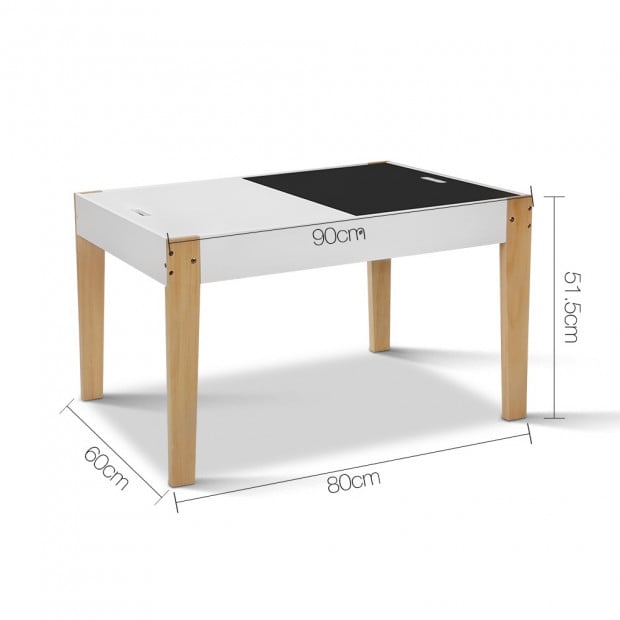 Kids Table and Chair Storage Desk - White & Natural Image 2