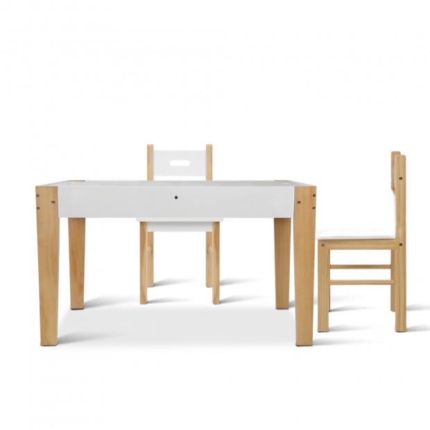 Kids Table and Chair Storage Desk - White & Natural Image 5