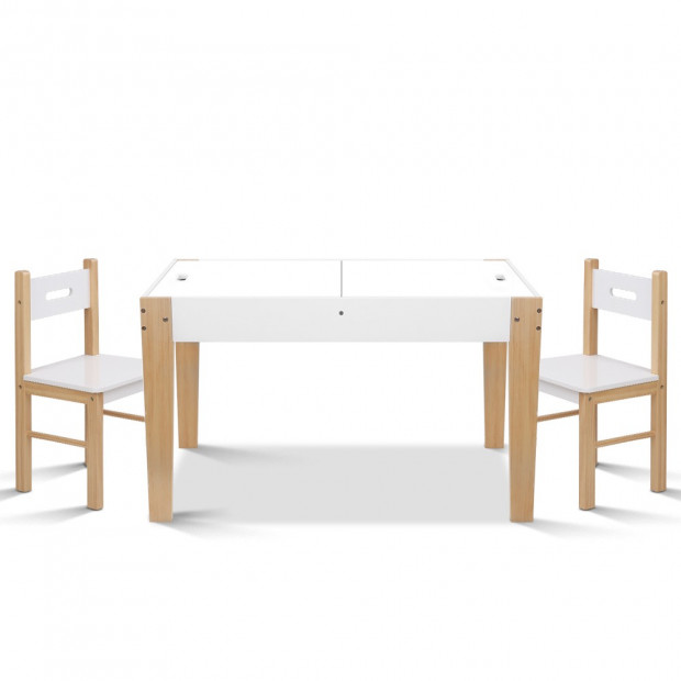 Kids Table and Chair Storage Desk - White & Natural Image 6