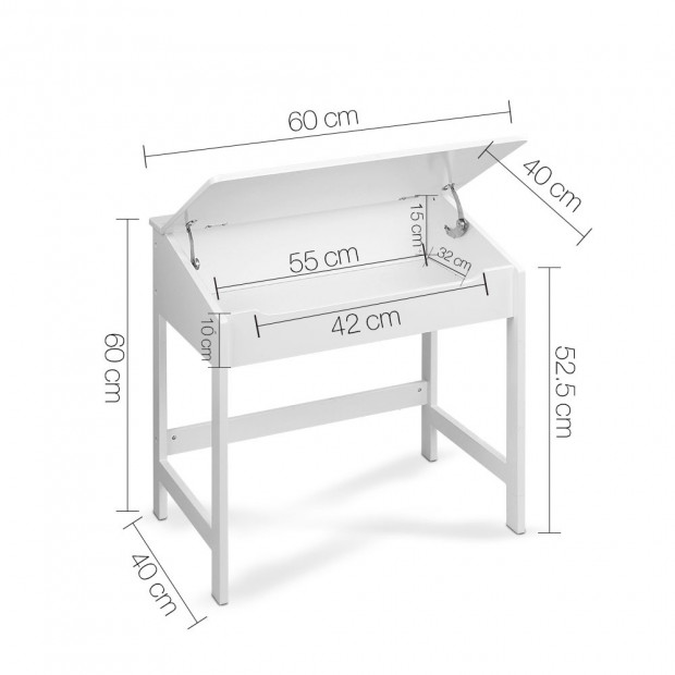 Kids Lift-Top Desk and Stool - White Image 2