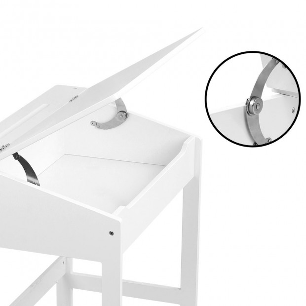 Kids Lift-Top Desk and Stool - White Image 5