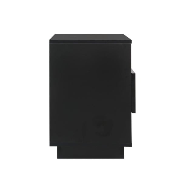 Bedside Tables Side Table LED Drawers Nightstand High Gloss Black Image 4