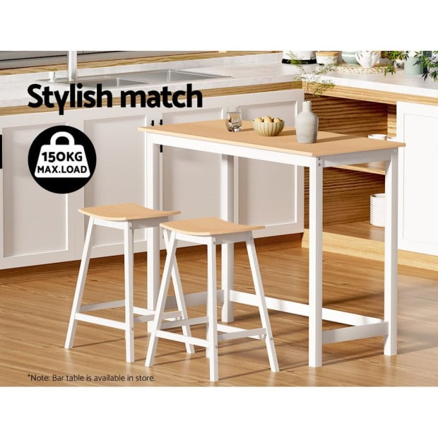 2 X Wooden Bar Stools Bar Stool Dining Chairs Kitchen Barstools Oak Image 5