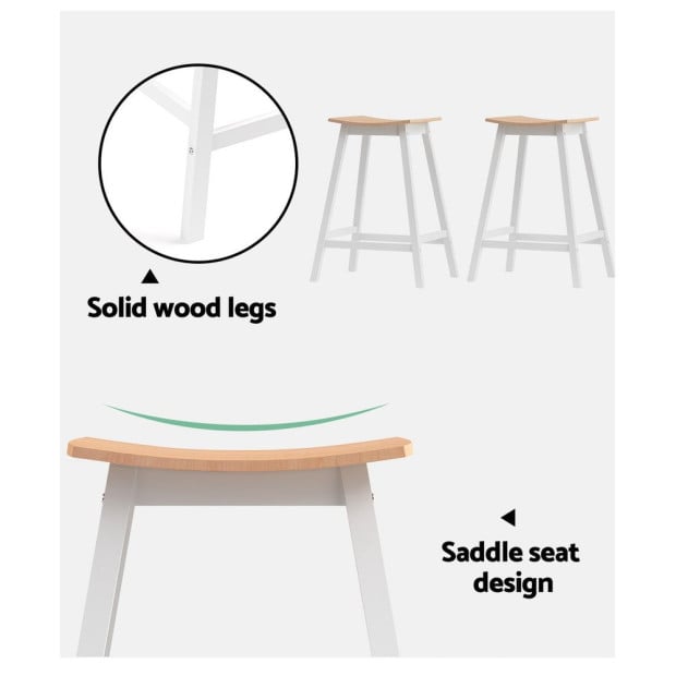 2 X Wooden Bar Stools Bar Stool Dining Chairs Kitchen Barstools Oak Image 6