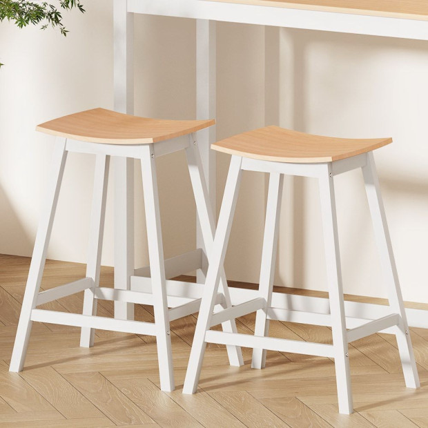 2 X Wooden Bar Stools Bar Stool Dining Chairs Kitchen Barstools Oak Image 8