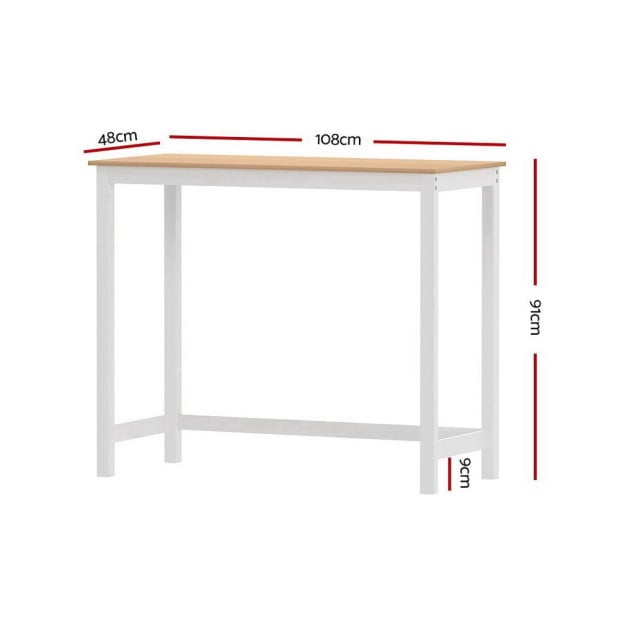 Bar Table Ari Dining Desk High Solid Wood Kitchen Shelf Wooden White Image 2
