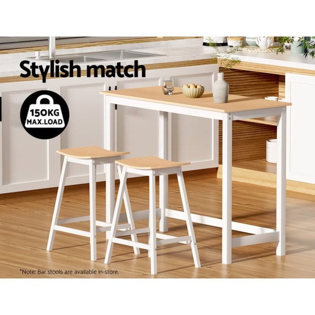Bar Table Ari Dining Desk High Solid Wood Kitchen Shelf Wooden White Image 5