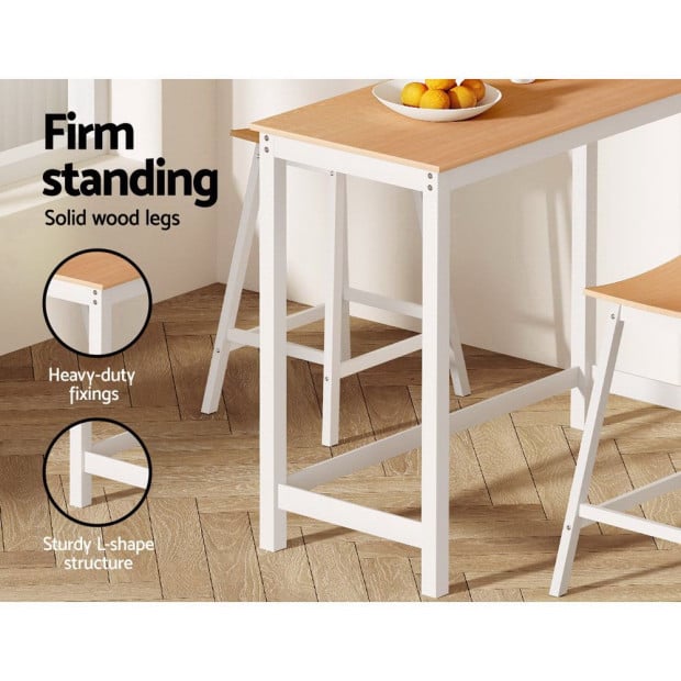 Bar Table Ari Dining Desk High Solid Wood Kitchen Shelf Wooden White Image 6