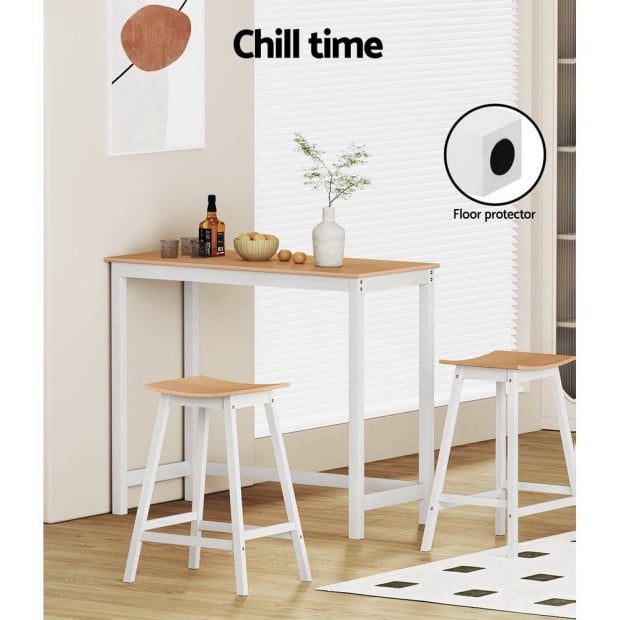 Bar Table Ari Dining Desk High Solid Wood Kitchen Shelf Wooden White Image 7