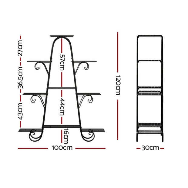 Plant Stand Outdoor Indoor Metal Flower Pots Rack Corner Shelf Black Image 2