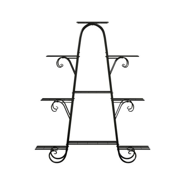 Plant Stand Outdoor Indoor Metal Flower Pots Rack Corner Shelf Black Image 3