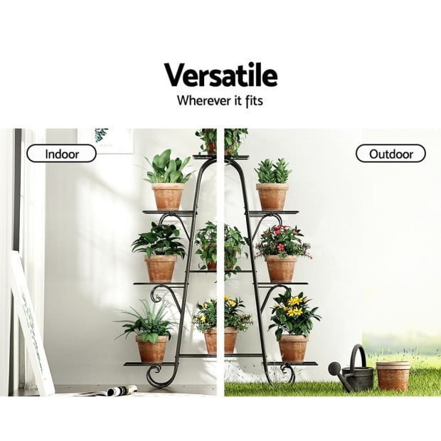 Plant Stand Outdoor Indoor Metal Flower Pots Rack Corner Shelf Black Image 6