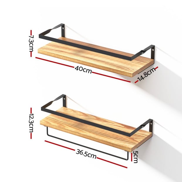 2x Floating Wall Shelves Brackets Towel Rail Rack Diy Wall Mount Rack Image 2