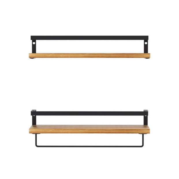2x Floating Wall Shelves Brackets Towel Rail Rack Diy Wall Mount Rack Image 3