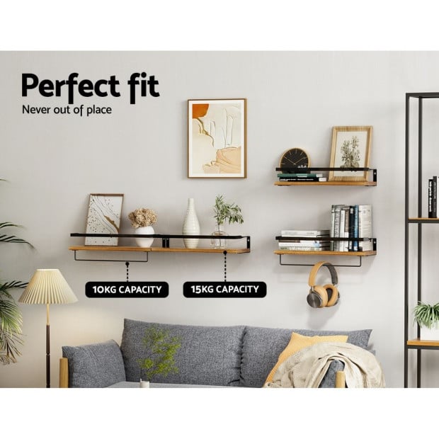 2x Floating Wall Shelves Brackets Towel Rail Rack Diy Wall Mount Rack Image 6