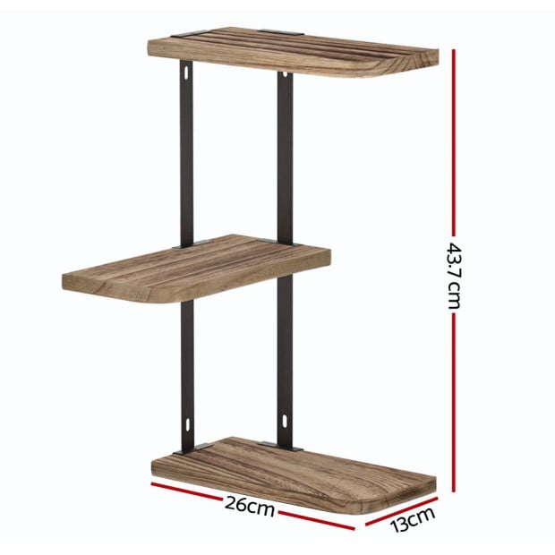 Floating Wall Shelves Brackets 3 Tiers Corner Display DIY Wall Mount Image 2