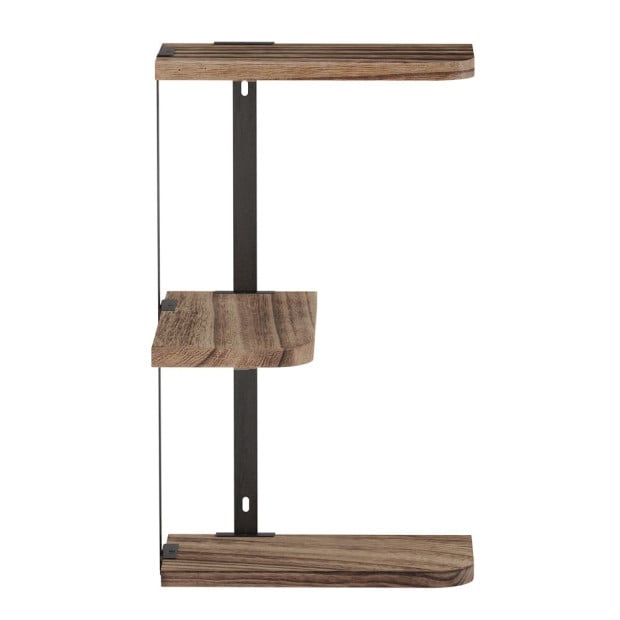 Floating Wall Shelves Brackets 3 Tiers Corner Display DIY Wall Mount Image 3