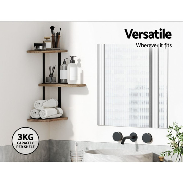 Floating Wall Shelves Brackets 3 Tiers Corner Display DIY Wall Mount Image 5