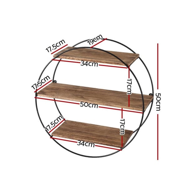 Floating Wall Shelves Brackets Round 3 Tiers Display Diy Wall Mount Image 2