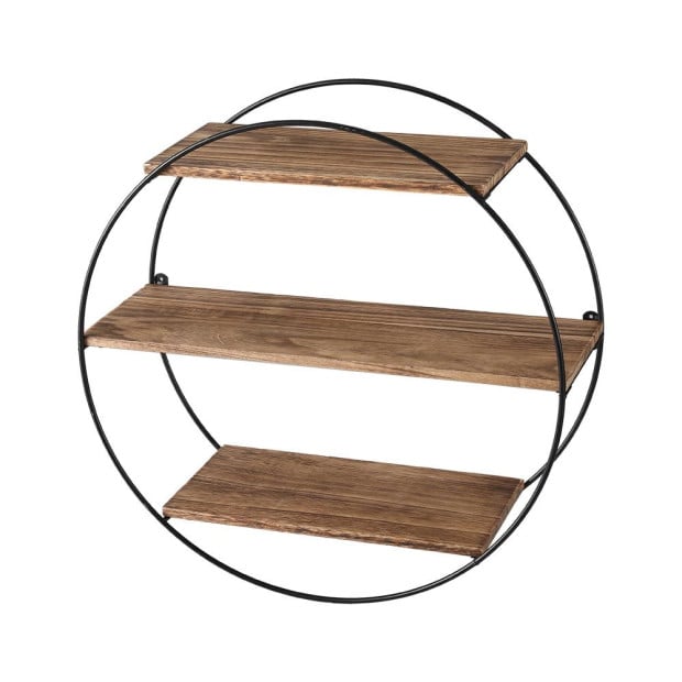 Floating Wall Shelves Brackets Round 3 Tiers Display Diy Wall Mount Image 4