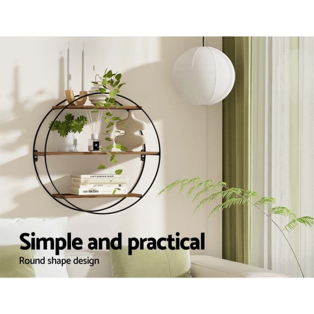 Floating Wall Shelves Brackets Round 3 Tiers Display Diy Wall Mount Image 5
