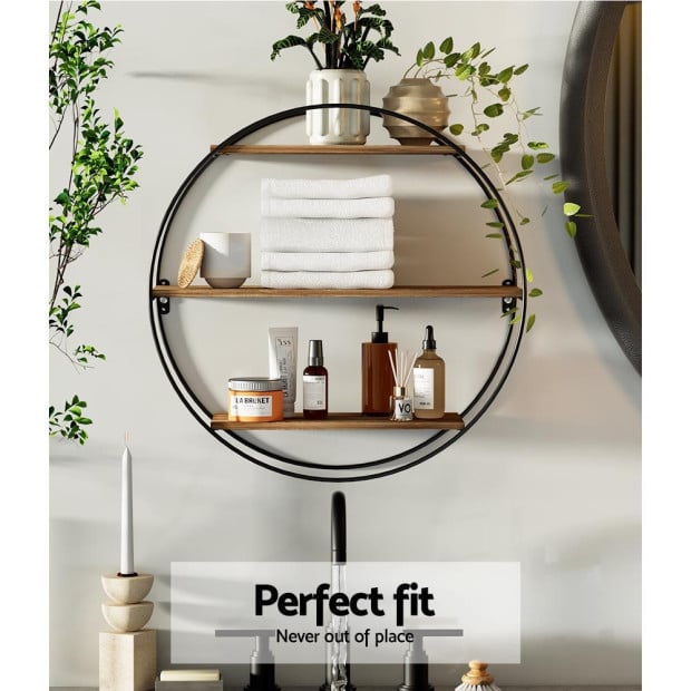 Floating Wall Shelves Brackets Round 3 Tiers Display Diy Wall Mount Image 6