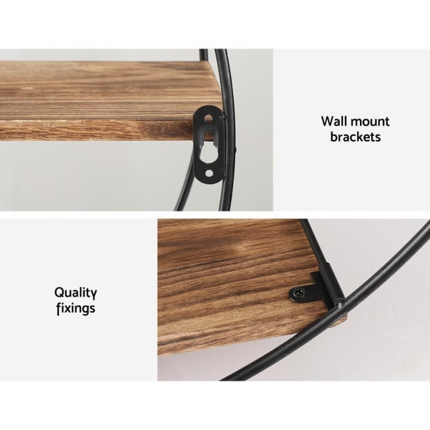 Floating Wall Shelves Brackets Round 3 Tiers Display Diy Wall Mount Image 7