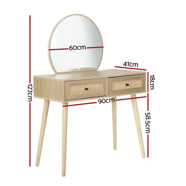 Dressing Table Set Rattan Frances Mirror Cabinbet Drawer Image 2