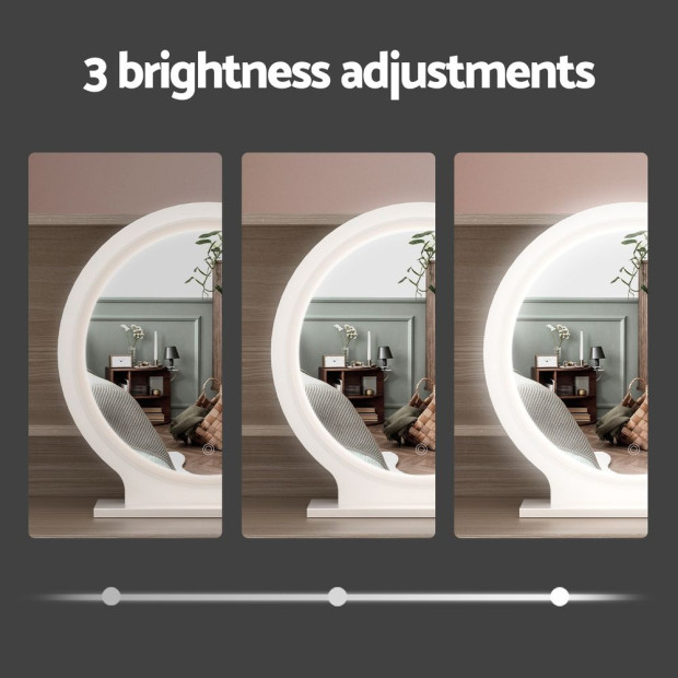 Dressing Table Set Stool LED Mirror Drawer Cabinet Pine Image 6
