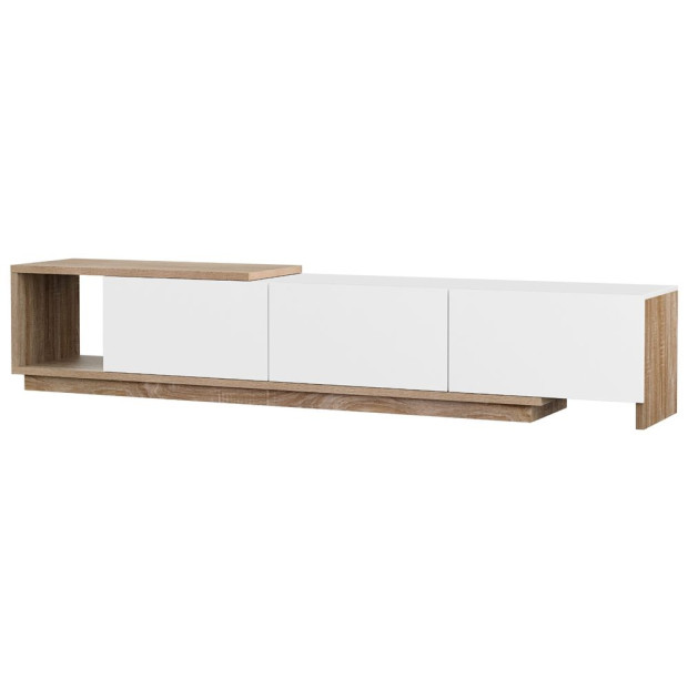TV Cabinet Entertainment Unit Stand Extendable White Oak Image 8