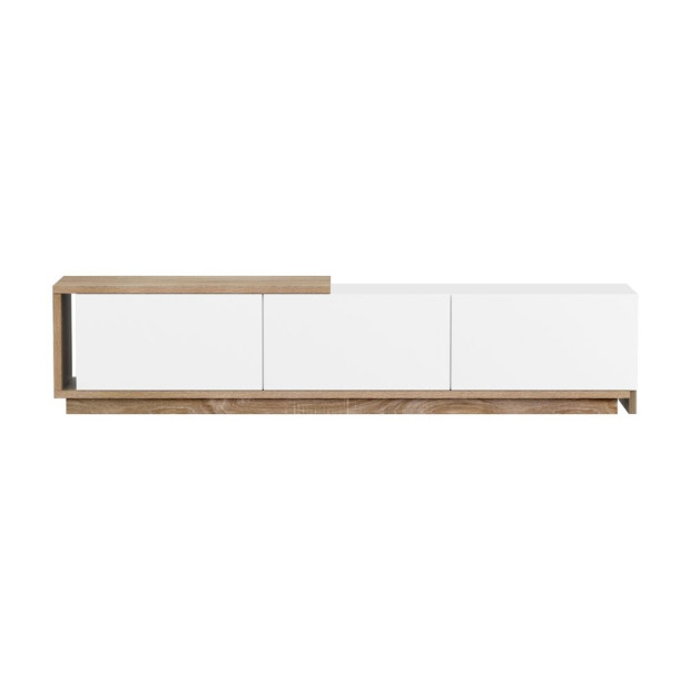 TV Cabinet Entertainment Unit Stand Extendable White Oak Image 4