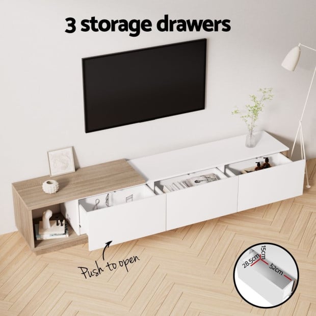 TV Cabinet Entertainment Unit Stand Extendable White Oak Image 6
