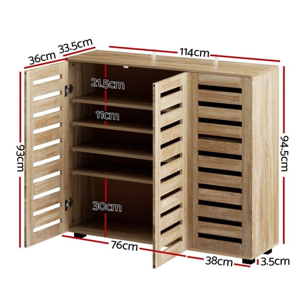 Shoe Cabinet 30 Pairs Adjustable Shelf - Natural Image 2