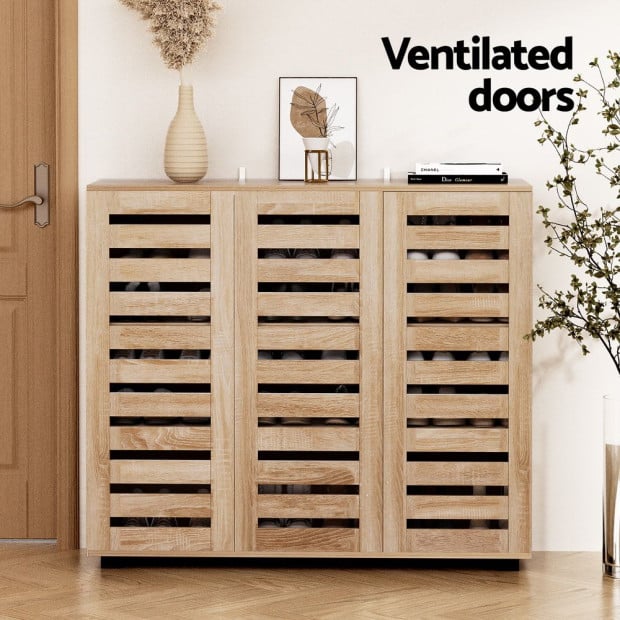 Shoe Cabinet 30 Pairs Adjustable Shelf - Natural Image 5