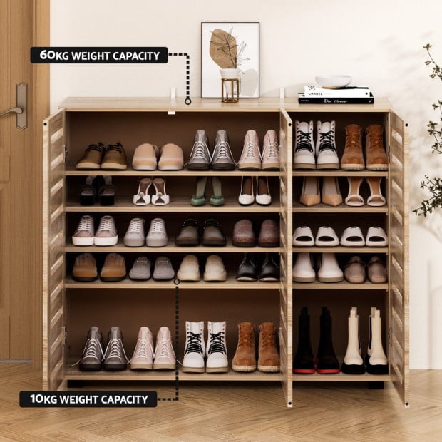 Shoe Cabinet 30 Pairs Adjustable Shelf - Natural Image 7
