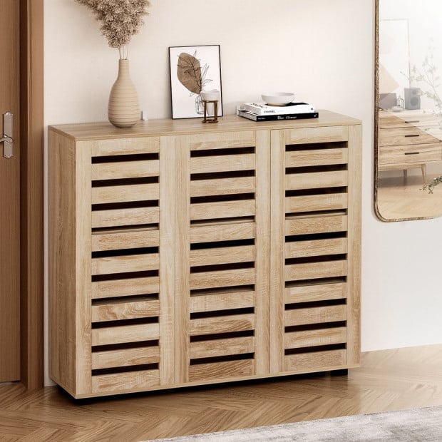 Shoe Cabinet 30 Pairs Adjustable Shelf - Natural Image 8