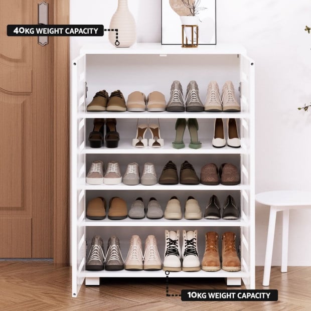 Shoe Cabinet 20 Pairs 5-tier White Alster Image 7