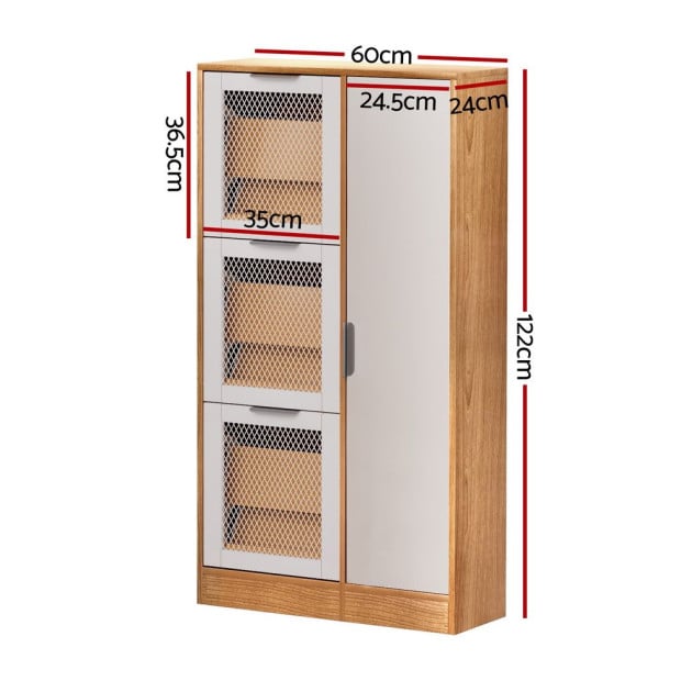 Mirror Shoe Cabinet White Mesh - Natural Image 2