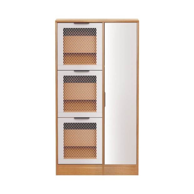 Mirror Shoe Cabinet White Mesh - Natural Image 4