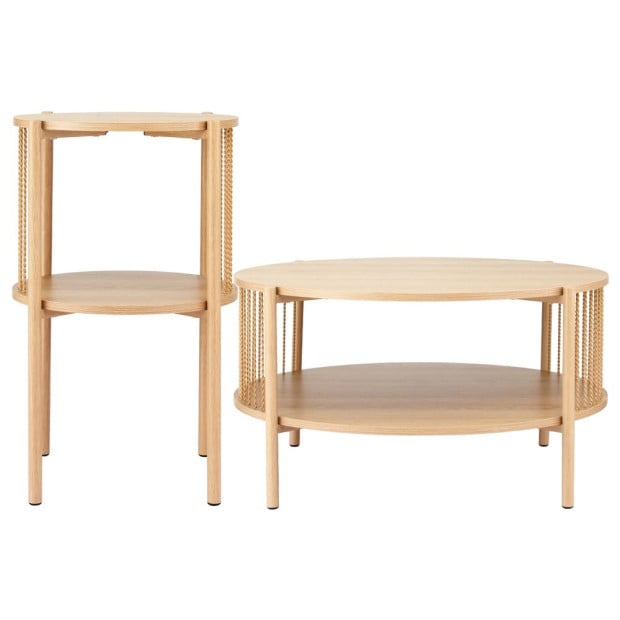 Coffee Table 2-tier Round Wood Image 3