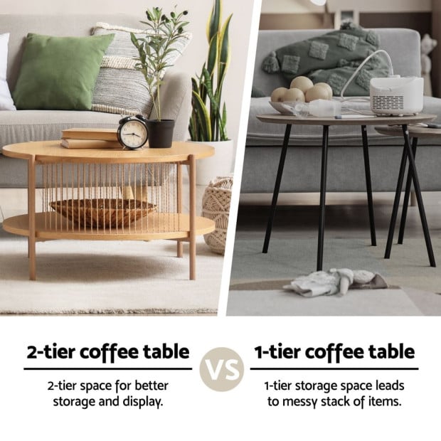 Coffee Table 2-tier Round Wood Image 5