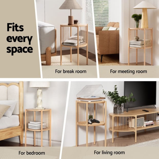 Coffee Table 2-tier Round Wood Image 6
