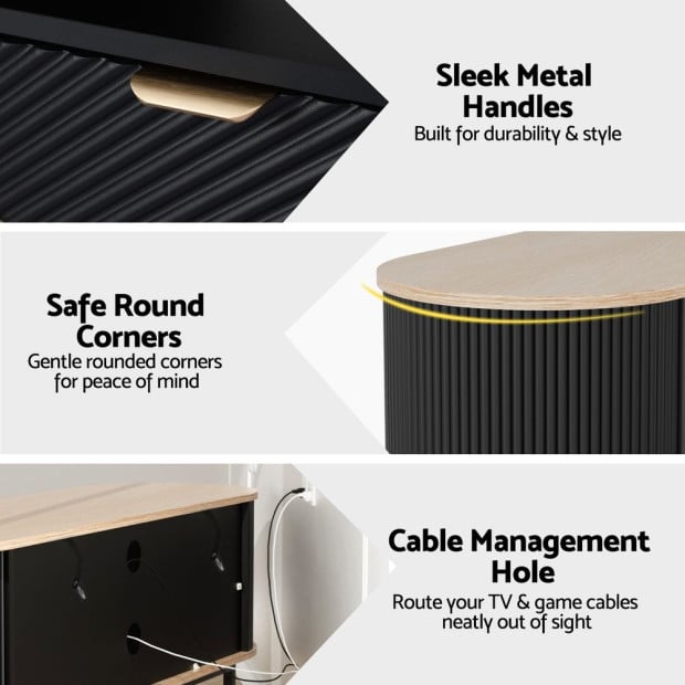 Tv Unit Entertainment Unit Storage Cabinet Black Pine Image 7