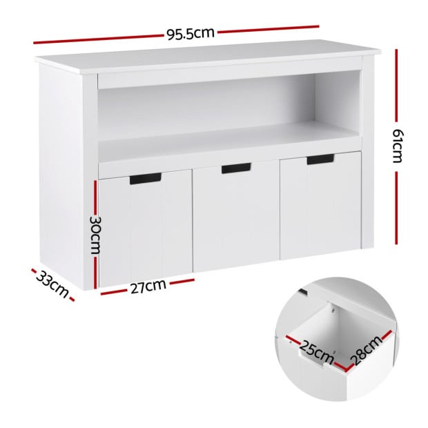 Kids Bookshelf 3 Drawers Storage Children Bookcase Toy Organiser Display Image 2