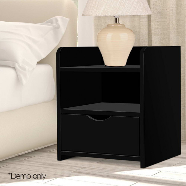 Bedside Table Drawer Black