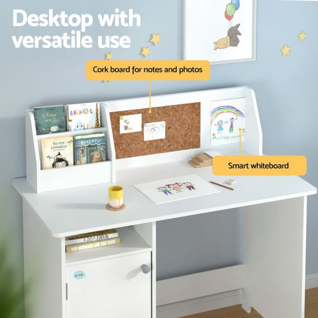 Kids Table And Chair Set Children Study Play Toys Desk W/ Cabinet Storage Image 4