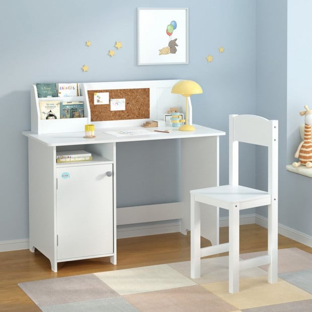 Kids Table And Chair Set Children Study Play Toys Desk W/ Cabinet Storage Image 7