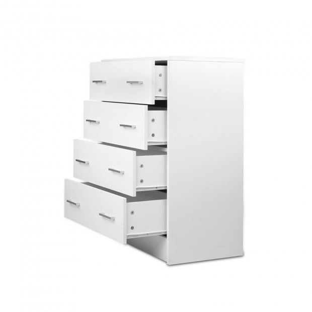 Tallboy 4 Drawers Storage Cabinet - White Image 4